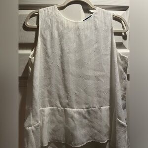 Calvin Klein Sleeveless Textured Blouse Ivy